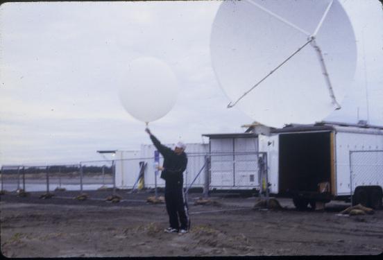 U.S. Navy reservist Tom Dann launching sonde from the S-Pol site..jpg