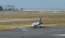 The GV is taxiing for takeoff on RF02, Hobart (SOCRATES)